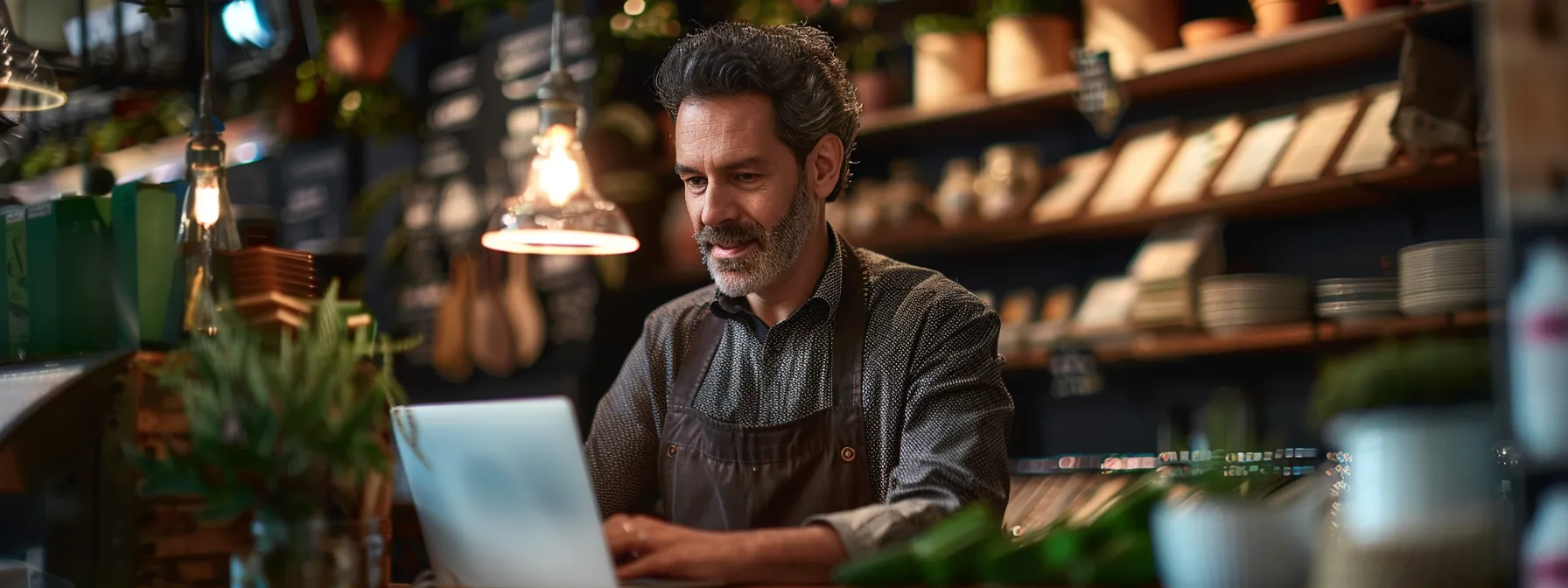 a local business owner meticulously updating information across various online platforms to boost visibility and establish a strong digital foundation.