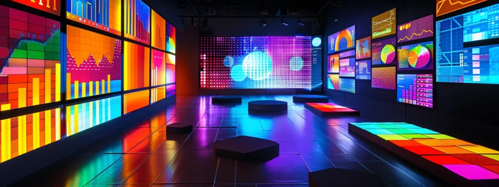 a vibrant digital workspace filled with an array of colorful charts and graphs, symbolizing the dynamic nature of seo strategy and analytics, illuminated by soft, ambient lighting to evoke a sense of innovation and collaboration.