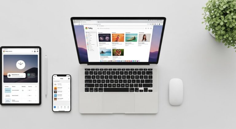 Featured illustration of Toby Chrome extension organizing tabs and boards for digital productivity