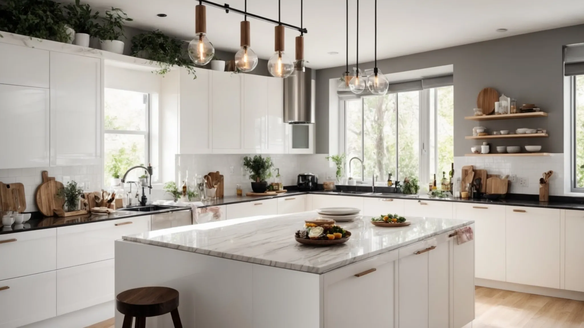 a bright, modern kitchen undergoes transformation with elegant countertops and new appliances, embodying the essence of renovation.