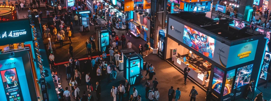 a bustling local event with vibrant banners, engaging crowds, and interactive booths showcasing innovative local seo strategies.
