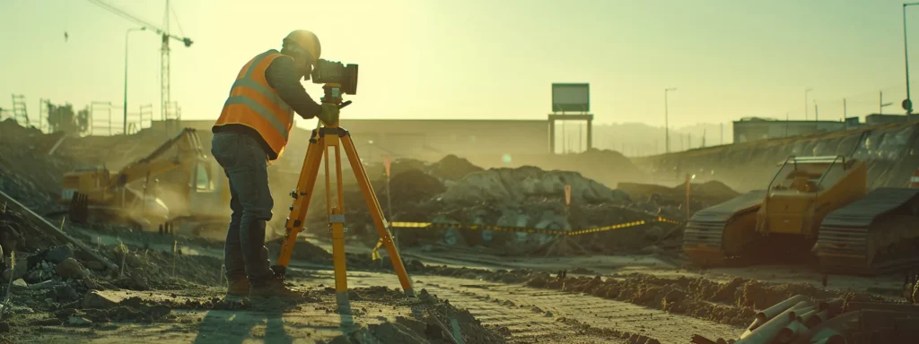 a worker meticulously measuring and adjusting intricate details on a construction site, symbolizing the precision and importance of using essential seo tools for website performance.