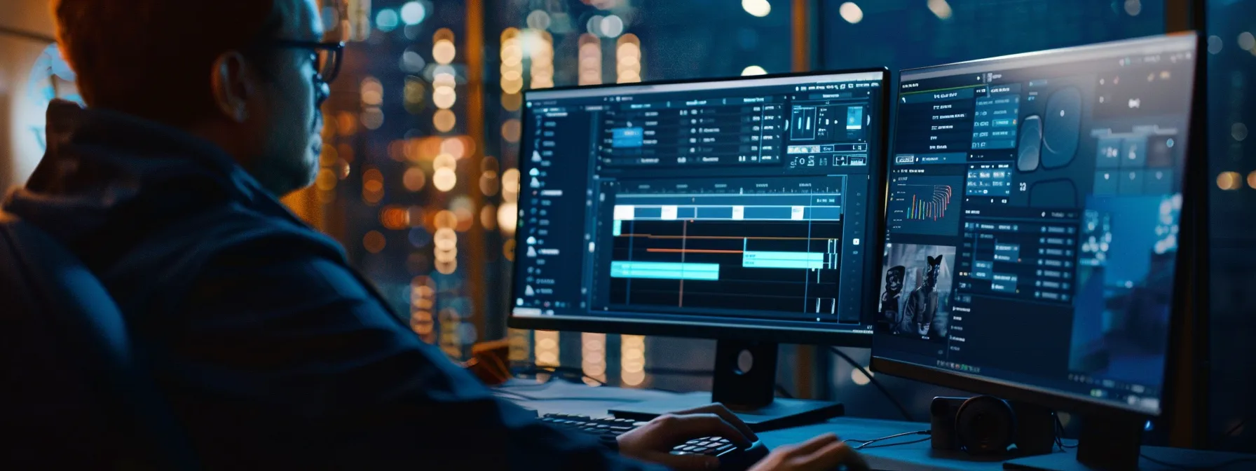 a person interacting with a computer screen displaying a visually appealing and highly functional form builder interface.