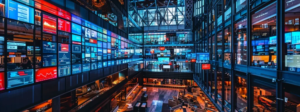 a captivating corporate workspace filled with glowing screens displaying analytics and vibrant graphs, symbolizing the dynamic growth and innovative strategies of searchatlas in a customer-centric environment.