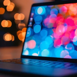 a laptop screen displaying a whimsical, colourful pop-up notification for a privacy policy update.