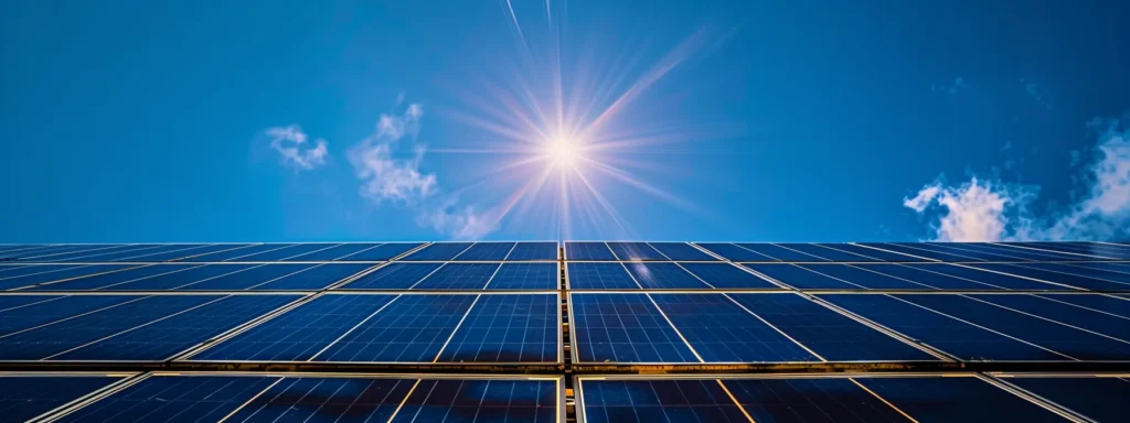 a sun-drenched rooftop adorned with sleek solar panels reflects a vibrant blue sky, symbolizing a modern home embracing renewable energy for enhanced savings and efficiency.