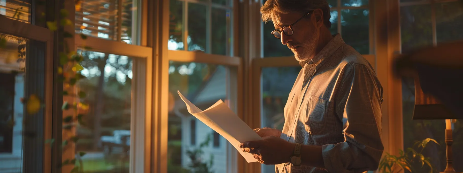 a homeowner reviewing a portfolio of previous projects with a contractor.