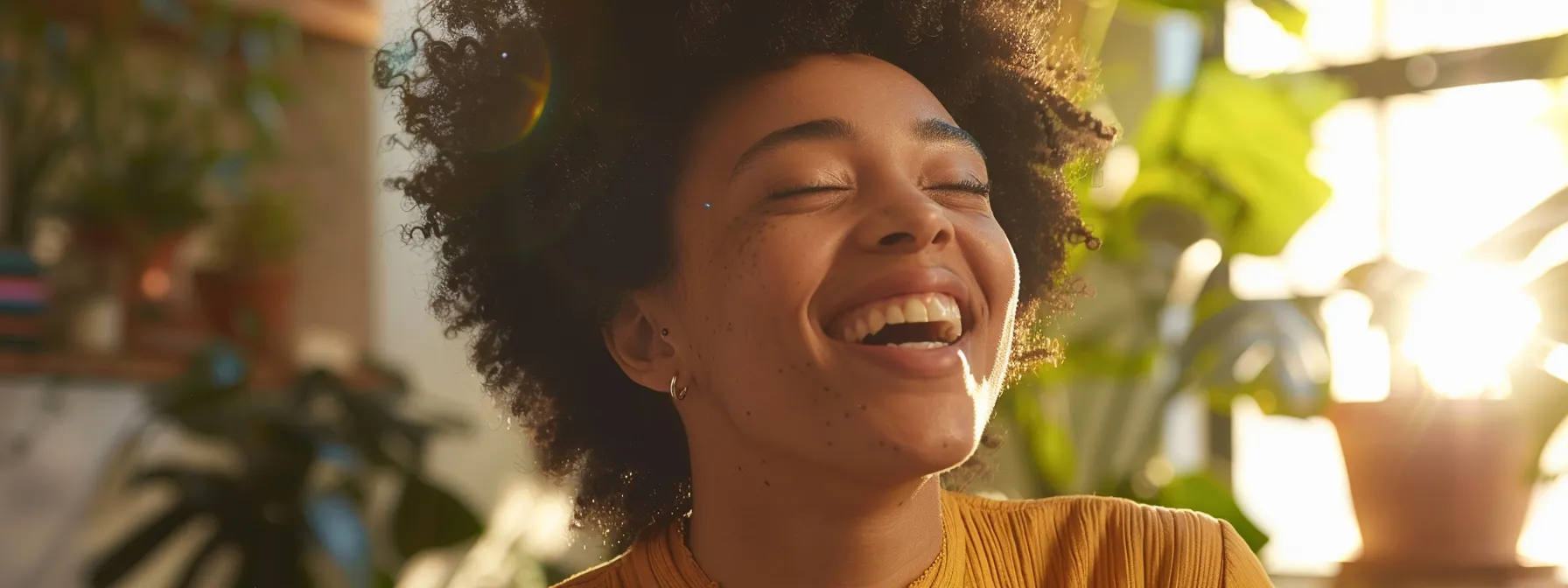 a person smiling and feeling relieved while looking at their newly purchased product with a 5-year warranty.