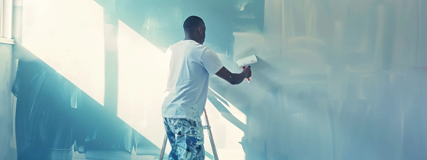 a homeowner painting the walls of their living room with a fresh coat of paint.